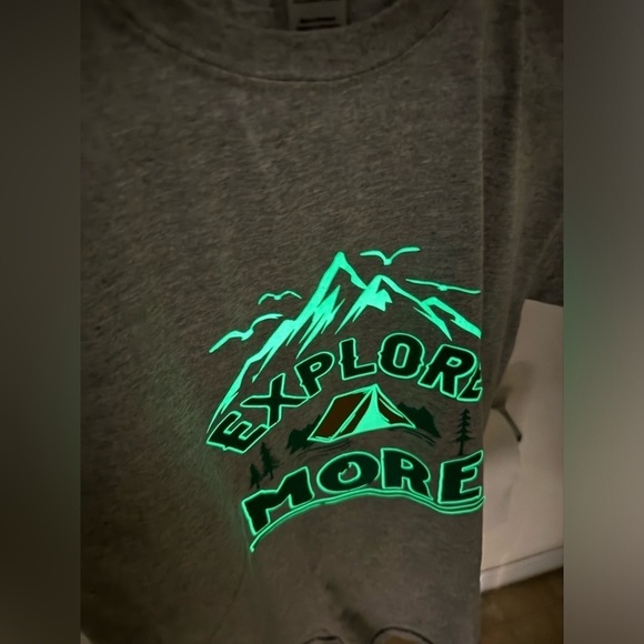 Boys Gilden Gray Camping “Explore More” Glow-in-the-dark T-Shirt Vinyl Graphics - Picture 6 of 6